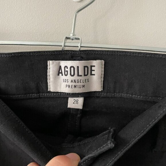 Agolde Filter Free High Rise Denim Dark Wash Casual Skinny Leg Jeans Black 28 - Picture 8 of 10